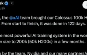 马斯克:史上最强AI训练集群上线,将再增加10万颗GPU