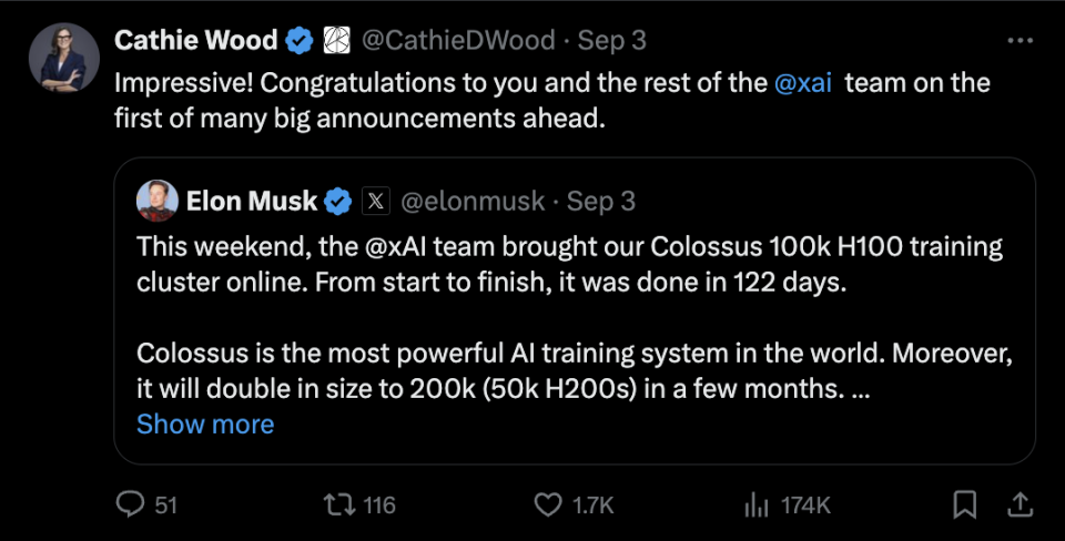 马斯克宣布全球最强AI训练集群启动，计划新增10万颗GPU
