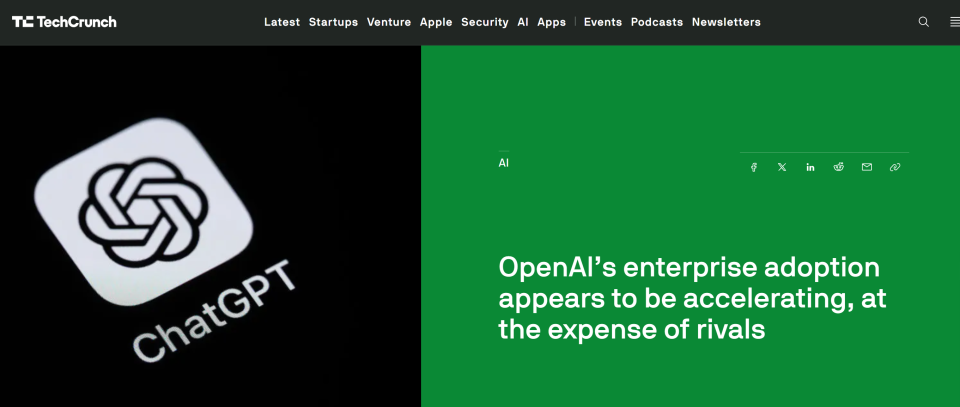 OpenAI加速引领企业AI市场，订阅用户持续增长