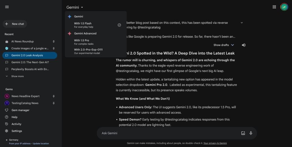 谷歌 Gemini 2.0 AI 模型现身,响应速度显著提升 谷歌 Gemini 2.0 AI 模型现身,响应速度显著提升