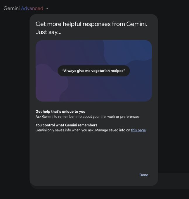 谷歌 Gemini 推出“记忆”功能，实现AI个性化记忆用户偏好与习惯