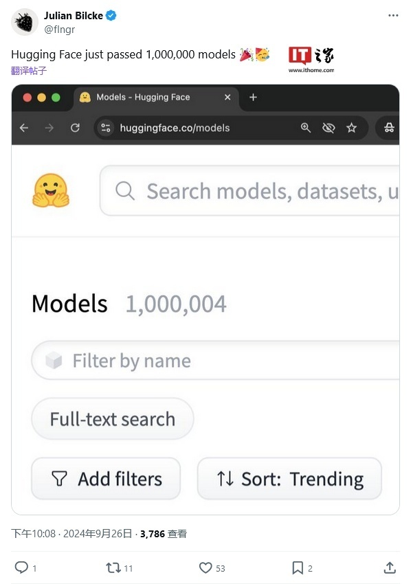 Hugging Face 平台模型托管突破百万，见证 AI 产业蓬勃发展